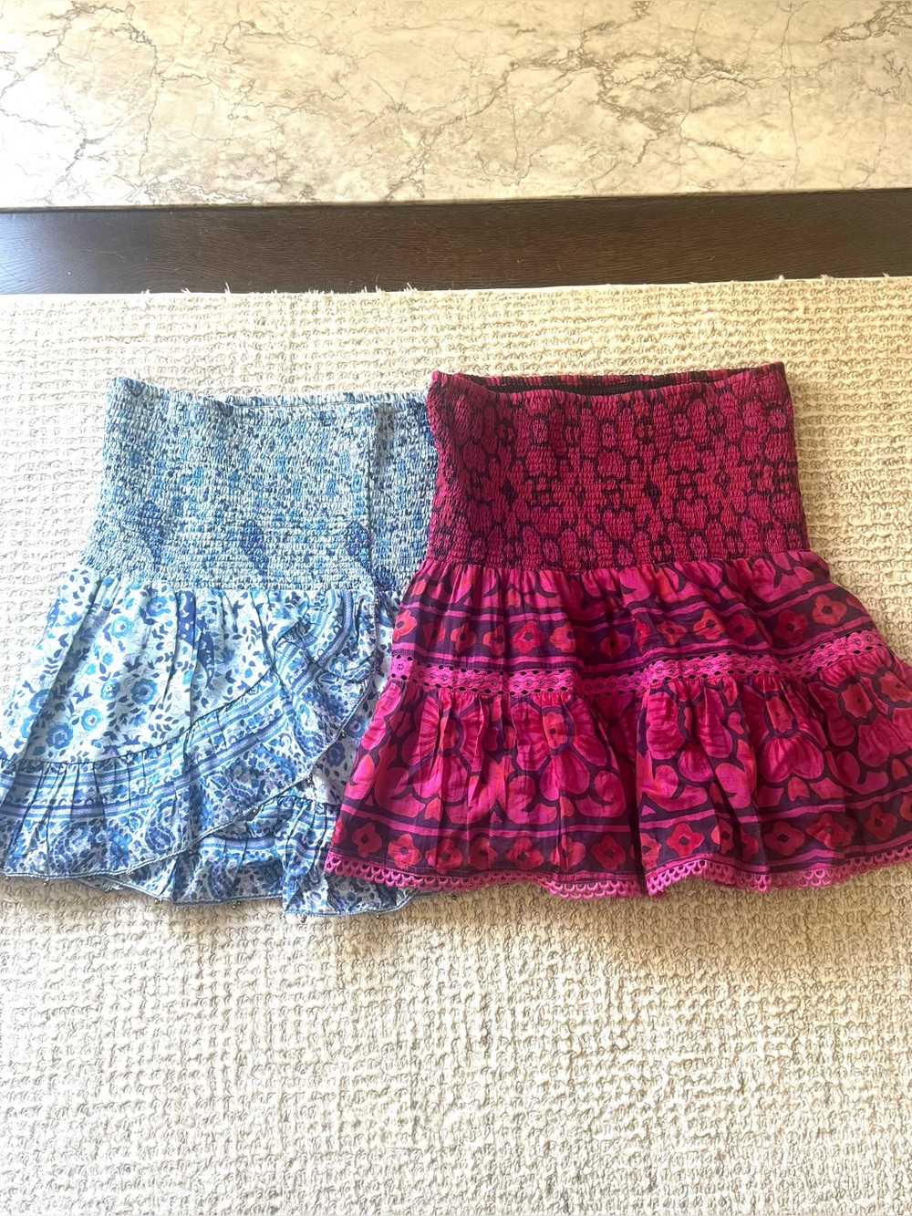 NWT Set of 2 Bell by Alicia Bell Silk Cotton Pattern Printed Mini Skirts Sz S
